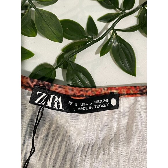 Zara Multicolor Pleated String Tie Wrap Blouse Top Sz S NWT! - Picture 15 of 16